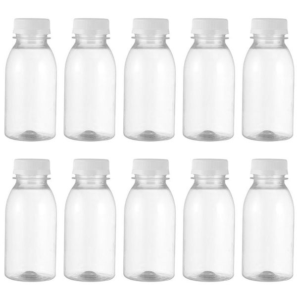 10pcs 350ml transparent plastic milk storage bottles beverage drinking & jars
