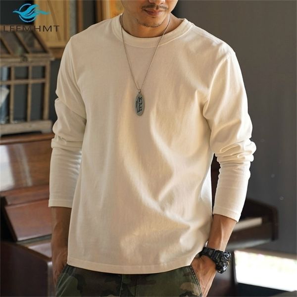 340g heavyweight male solid color long sleeve thick cotton t-shirt men casual loose japan style minimalist tee 210716, White;black
340g heavyweight male solid color long sleeve thick cotton t-shirt men casual loose japan style minimalist tee 210716, White;black