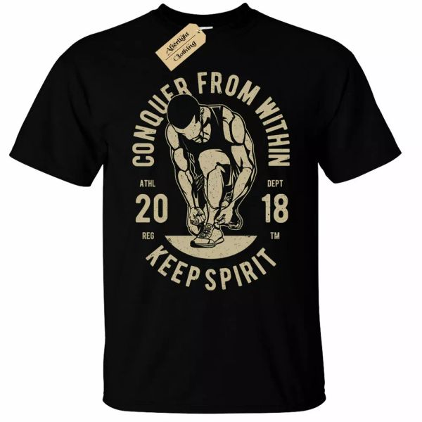 Conquer inside t shirt man spirit Athlete Athletics training in the form, White;black
Conquer inside t shirt man spirit Athlete Athletics training in the form, White;black