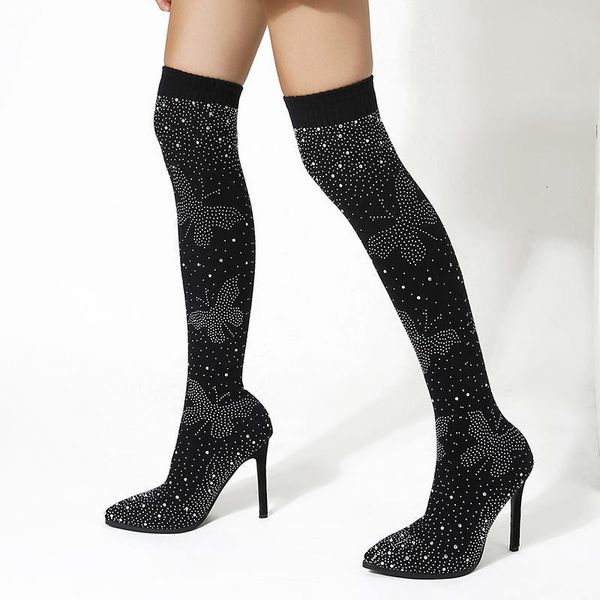 boots women crystal over the knee woman stretch fabric thin high heels women's elastic band pumps ladies thigh female sock shoes d, Black
boots women crystal over the knee woman stretch fabric thin high heels women's elastic band pumps ladies thigh female sock shoes d, Black