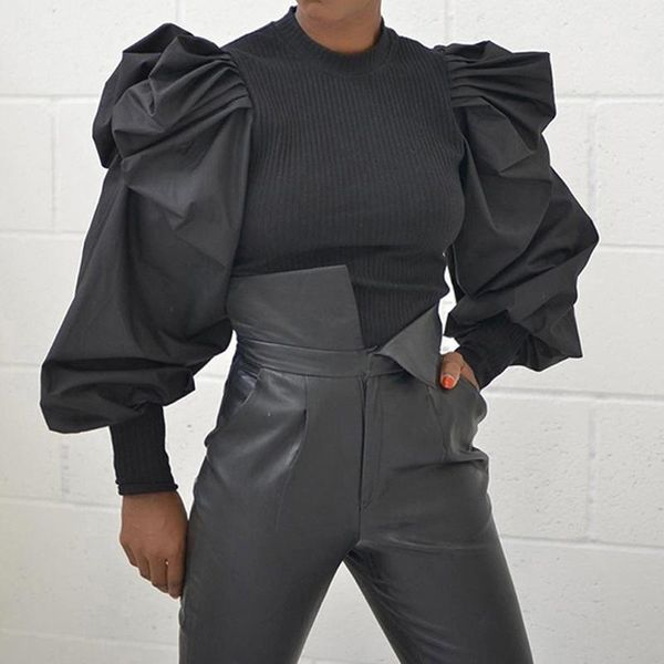 men's casual shirts womens long puff sleeve blouse spring fall black white solid elegant fashion, White;black
men's casual shirts womens long puff sleeve blouse spring fall black white solid elegant fashion, White;black