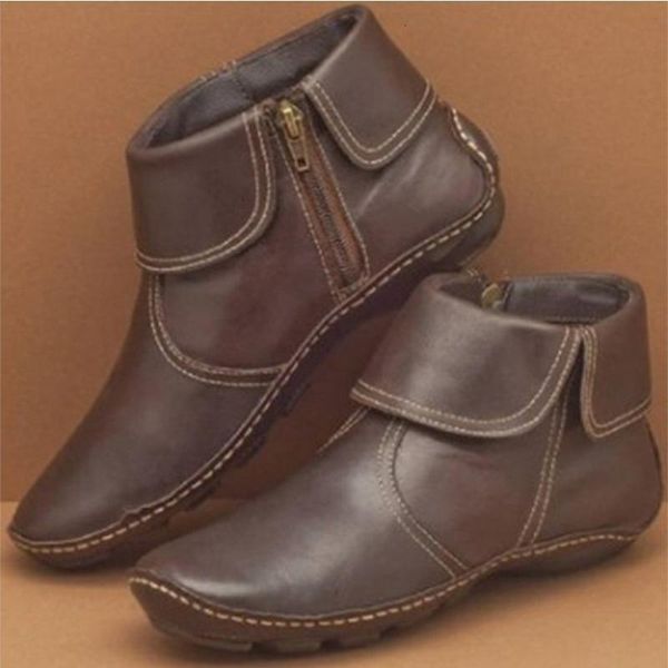 women's retro ankle boots ladies zipper comfort soft pu leather flat women sewing autumn shoes female casual footwear big size wyj1, Black
women's retro ankle boots ladies zipper comfort soft pu leather flat women sewing autumn shoes female casual footwear big size wyj1, Black