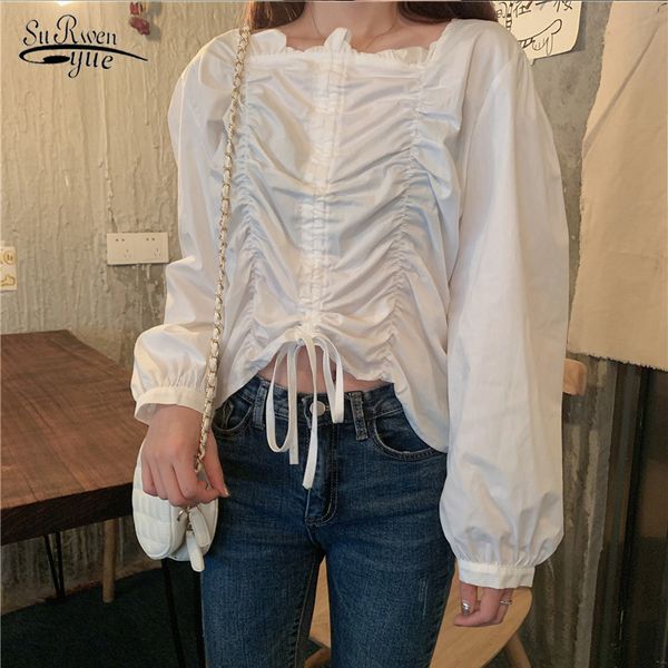 korean fashion clothing elastic pleated solid drawstring spring blouse blusas mujer de moda puff sleeve white 10118 210521
korean fashion clothing elastic pleated solid drawstring spring blouse blusas mujer de moda puff sleeve white 10118 210521