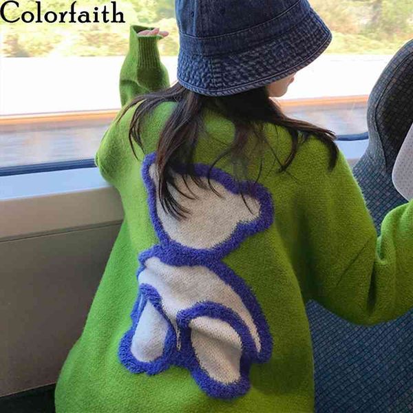colorfaith new spring autumn women sweater korean style bears cute elegant oversize vintage wild pullover lady sw1244jx 210413, White;black
colorfaith new spring autumn women sweater korean style bears cute elegant oversize vintage wild pullover lady sw1244jx 210413, White;black