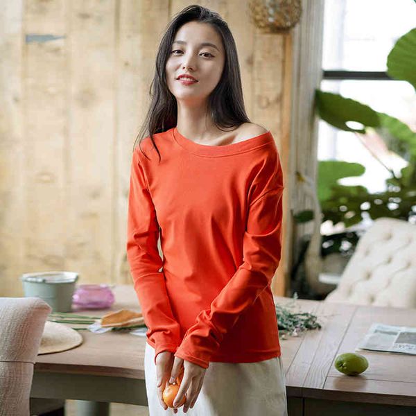 johnature women casual slim t-shirts solid color o-neck long sleeve autumn soft women clothes 210521, White
johnature women casual slim t-shirts solid color o-neck long sleeve autumn soft women clothes 210521, White