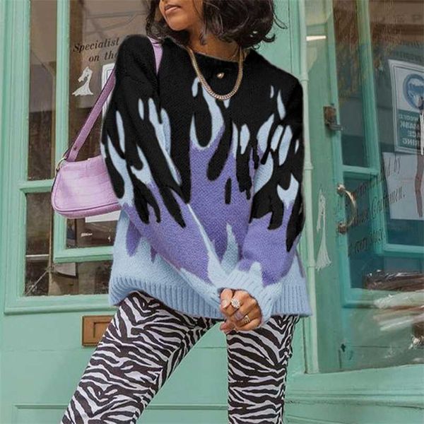 flame printed knitting women's sweaters pullover harajuku casual loose female sweater autumn winter streetwear lady jumpers 211214, White;black
flame printed knitting women's sweaters pullover harajuku casual loose female sweater autumn winter streetwear lady jumpers 211214, White;black