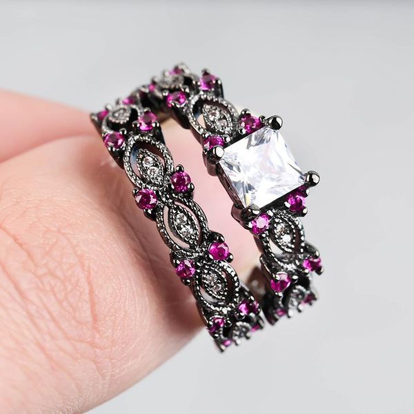 gorgeous white zirconia wedding rings set for women luxurious with pink crystal black color female band gift, Slivery;golden
gorgeous white zirconia wedding rings set for women luxurious with pink crystal black color female band gift, Slivery;golden