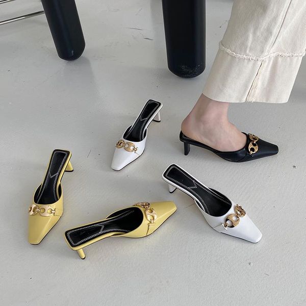 square toe women slippers high heels shallow slides pumps yellow slip on summer dress shoes mules elegant size 39, Black
square toe women slippers high heels shallow slides pumps yellow slip on summer dress shoes mules elegant size 39, Black