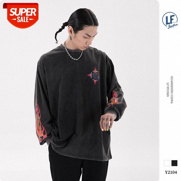 lawfoo national men's clothing fried color washed letter printing long-sleeved t-shirt tee #vu7j, White;black
lawfoo national men's clothing fried color washed letter printing long-sleeved t-shirt tee #vu7j, White;black