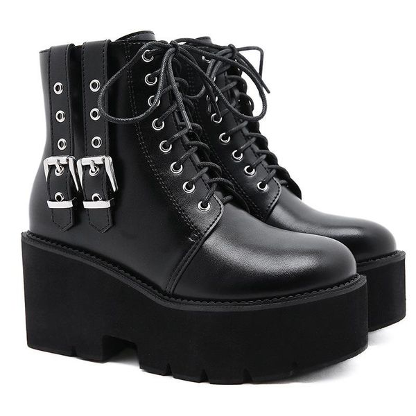 black platform combat ankle boots for women lace up buckle strap woman shoes winter biker big size 35-43 goth
black platform combat ankle boots for women lace up buckle strap woman shoes winter biker big size 35-43 goth