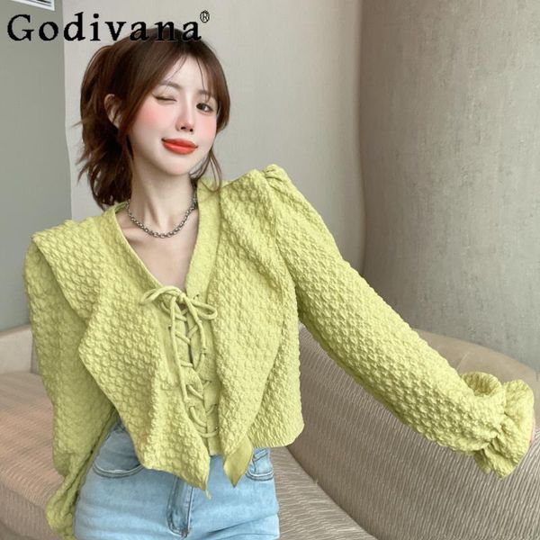 women's blouses & shirts 2021 autumn v neck retro puff sleeve short shirt women streetwear slimming casual female solid color top, White
women's blouses & shirts 2021 autumn v neck retro puff sleeve short shirt women streetwear slimming casual female solid color top, White
