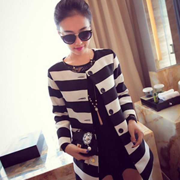 women's jackets black and white stripe printed coat, fashion, outwear jacket, Black;brown
women's jackets black and white stripe printed coat, fashion, outwear jacket, Black;brown