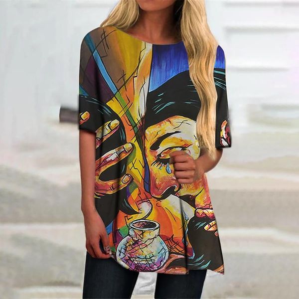 #r5 casual loose summer t shirt women abstract human face print o neck short sleeve tshirt streetwear tee femme women's t-shirt, White
#r5 casual loose summer t shirt women abstract human face print o neck short sleeve tshirt streetwear tee femme women's t-shirt, White
