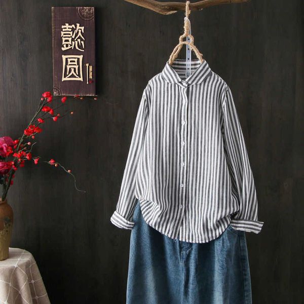 women's blouses & shirts spring fashion double cotton yarn striped women all-matched casual long sleeve loose b mnzl, White
women's blouses & shirts spring fashion double cotton yarn striped women all-matched casual long sleeve loose b mnzl, White