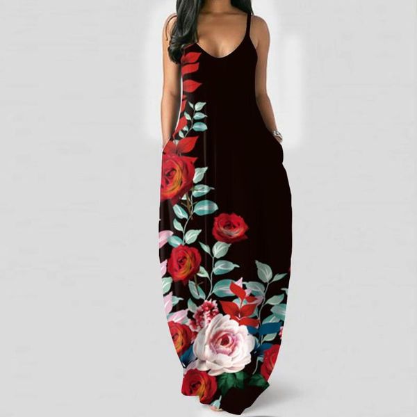 casual dresses plus size summer dress robe women print spaghetti strap sleeveless v-neck maxi fashion pocket loose slip, Black;gray
casual dresses plus size summer dress robe women print spaghetti strap sleeveless v-neck maxi fashion pocket loose slip, Black;gray