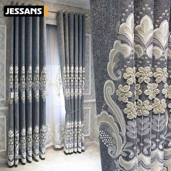 curtain & drapes custom curtains european court embroidered high-end luxury gray cotton linen thick cloth blackout tulle b266
curtain & drapes custom curtains european court embroidered high-end luxury gray cotton linen thick cloth blackout tulle b266