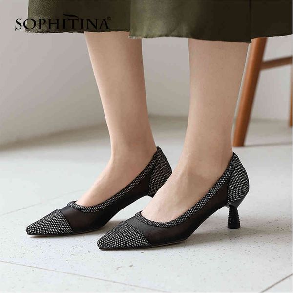 sophitina women pumps thin heels office shallow pointed toe classics low heels pumps mesh stitching summer female shoes so510 210513, Black
sophitina women pumps thin heels office shallow pointed toe classics low heels pumps mesh stitching summer female shoes so510 210513, Black
