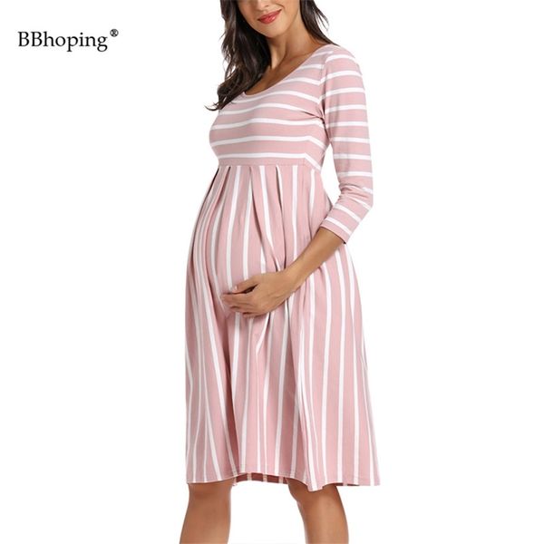 women's long sleeve round neck maternity dress high waist knee length striped casual clothing autumn vetement femme 210922, White
women's long sleeve round neck maternity dress high waist knee length striped casual clothing autumn vetement femme 210922, White
