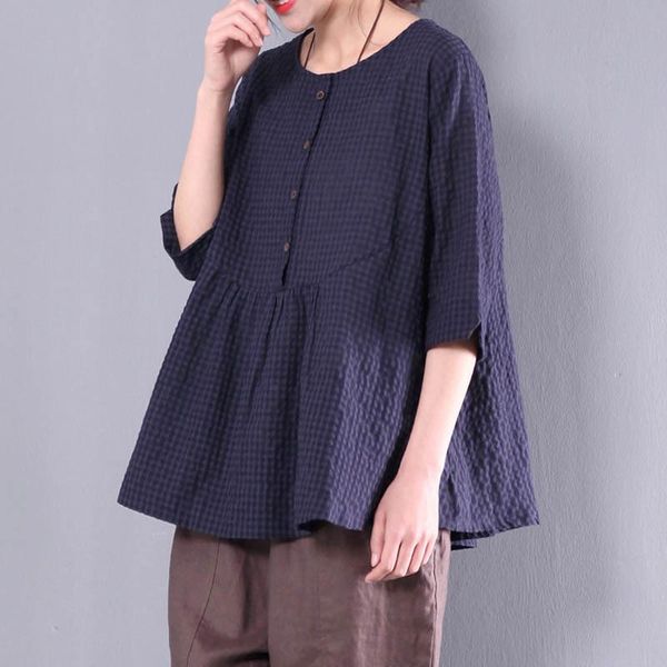women's blouses & shirts -5xl summer retro women o neck 3/4 sleeve check plaid loose blouse cotton linen baggy ruffles casual button, White
women's blouses & shirts -5xl summer retro women o neck 3/4 sleeve check plaid loose blouse cotton linen baggy ruffles casual button, White