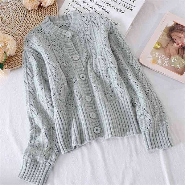 women's spring autumn cardigan korean style hollow retro round neck knitted sweater loose long-sleeved coats gx812 210507, White;black
women's spring autumn cardigan korean style hollow retro round neck knitted sweater loose long-sleeved coats gx812 210507, White;black