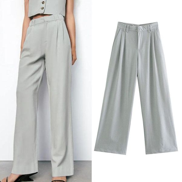 women's pants & capris kumsvag women summer solid casual wide leg 2021 za zipper buttons full length pant female elegant fashion trouse, Black;white
women's pants & capris kumsvag women summer solid casual wide leg 2021 za zipper buttons full length pant female elegant fashion trouse, Black;white