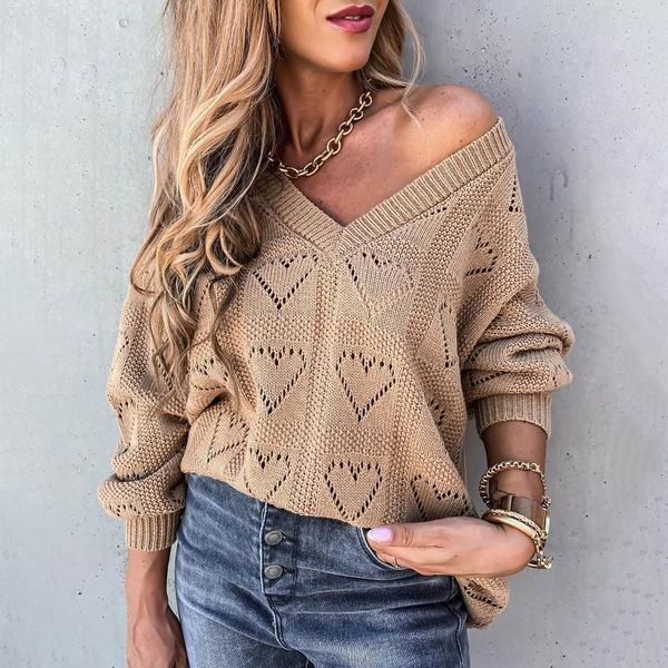women's sweaters solid sweater knitted autumn winter v neck hollow out knit pullover 2021 long sleeve khaki warm for women, White;black
women's sweaters solid sweater knitted autumn winter v neck hollow out knit pullover 2021 long sleeve khaki warm for women, White;black