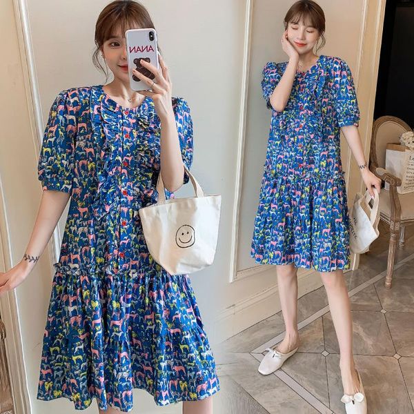 summer women's plus size maternity dress round neck animal print short sleeves pregnancy clothes ruffle gown dresses, White
summer women's plus size maternity dress round neck animal print short sleeves pregnancy clothes ruffle gown dresses, White