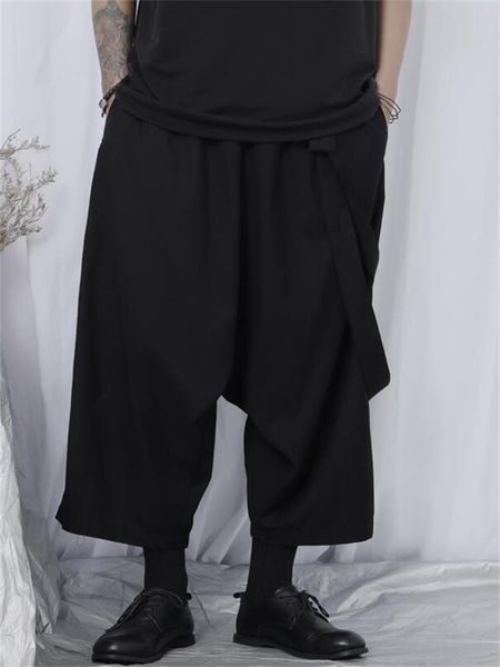 men's pants suspenders wide leg casual hair stylist singer yamamoto style dark loose large size, Black
men's pants suspenders wide leg casual hair stylist singer yamamoto style dark loose large size, Black