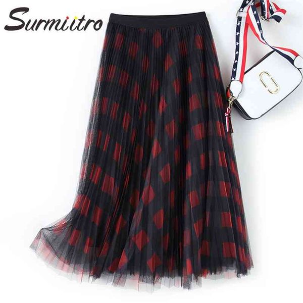 long tulle skirt women for spring summer korean style red green black plaid pleated high waist midi female 210421
long tulle skirt women for spring summer korean style red green black plaid pleated high waist midi female 210421