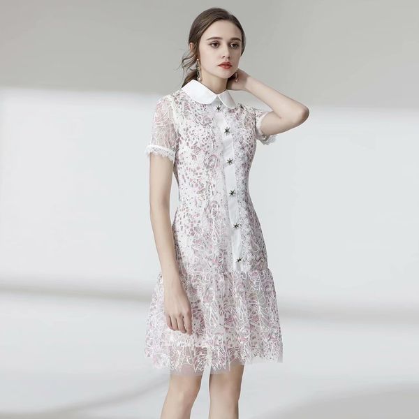 designer spring summer woman lily lace embroidered stylish chic fashions dress, Black;gray
designer spring summer woman lily lace embroidered stylish chic fashions dress, Black;gray