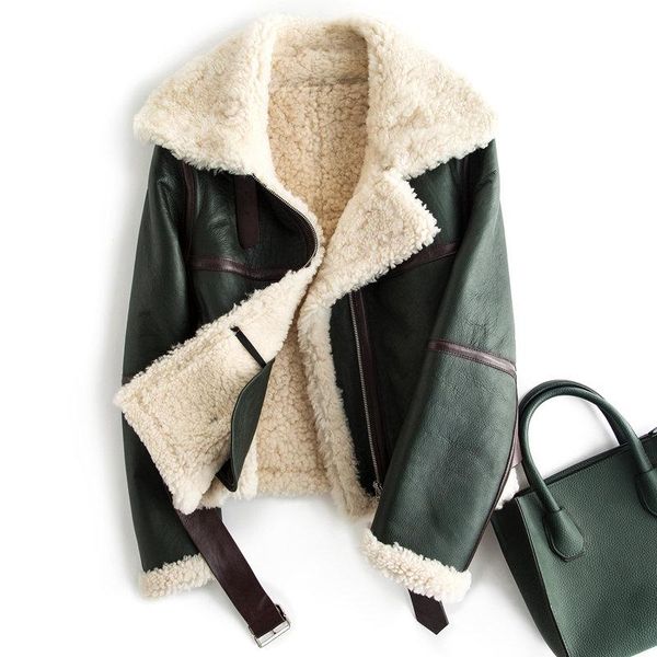 women's fur & faux genuine sheepskin leather coat women autumn winter 2021 real wool female jacket motorcycle clothing casaco zjt1624, Black
women's fur & faux genuine sheepskin leather coat women autumn winter 2021 real wool female jacket motorcycle clothing casaco zjt1624, Black