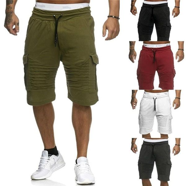 men's shorts cargo loose solid color pleated summer fashion drawstring combat, White;black
men's shorts cargo loose solid color pleated summer fashion drawstring combat, White;black