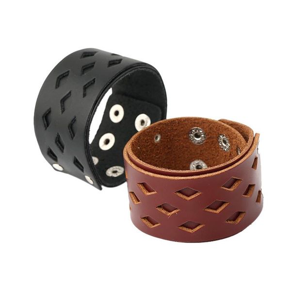 black brown genuine leather bracelet punk men women jewelry 4cm wide layer wrap tennis, Golden;silver
black brown genuine leather bracelet punk men women jewelry 4cm wide layer wrap tennis, Golden;silver