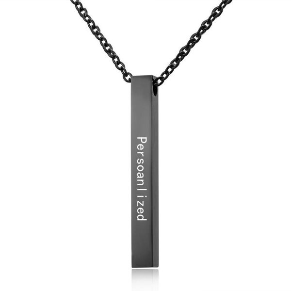 pendant necklaces vertical bar necklace four side engraved date name for women wedding jewelry gift, Silver 
pendant necklaces vertical bar necklace four side engraved date name for women wedding jewelry gift, Silver