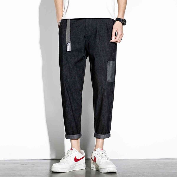 men's pants 2021 summer thin casual versatile male trend student patched capris loose big straight, Black
men's pants 2021 summer thin casual versatile male trend student patched capris loose big straight, Black