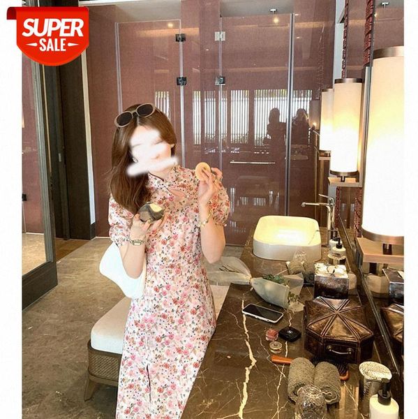 net red republic of china style waist slit improved cheongsam dress female puff sleeve retro floral chiffon #tw3z, White;black
net red republic of china style waist slit improved cheongsam dress female puff sleeve retro floral chiffon #tw3z, White;black