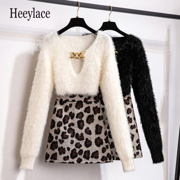 work dresses autumn winter 2021 two piece women set mohair hollow out elastic sweater + high waist leopard short skirt 2 suit, White;black
work dresses autumn winter 2021 two piece women set mohair hollow out elastic sweater + high waist leopard short skirt 2 suit, White;black