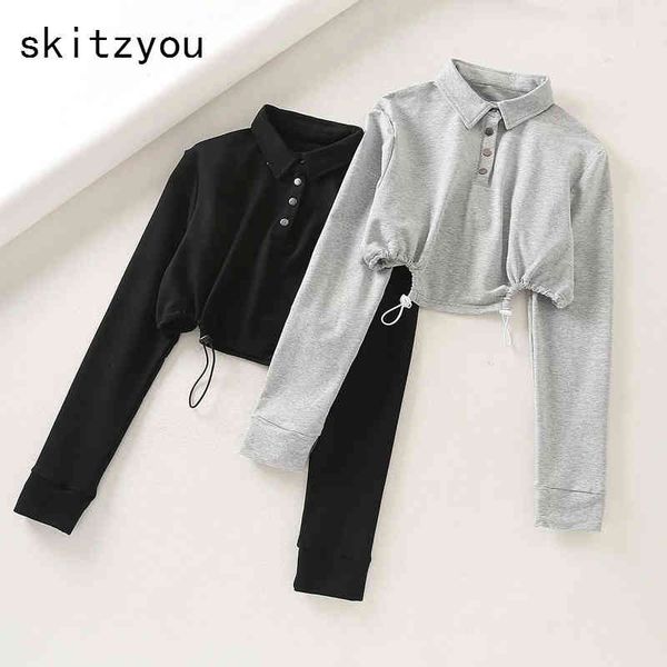 Women's T-Shirt skitzyou Autumn Women Casual Gray Short Top T Shirts Long Sleeve Female Black Front Buttons Crop Tops Loose Cotton Tee, White
Women's T-Shirt skitzyou Autumn Women Casual Gray Short Top T Shirts Long Sleeve Female Black Front Buttons Crop Tops Loose Cotton Tee, White