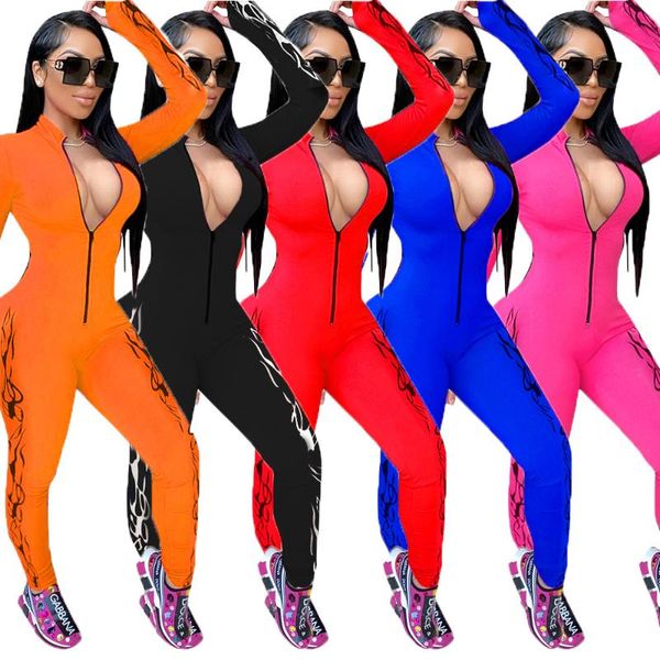 gym clothing 2021 fashion women locomotive style jumpsuits long sleeve zipper printed 5 color tight pants, White;black
gym clothing 2021 fashion women locomotive style jumpsuits long sleeve zipper printed 5 color tight pants, White;black