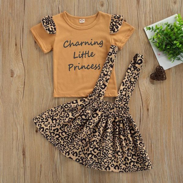 girl's two-piece suit, letter print flying sleeve and leopard suspender skirt for birthday party vacation clothing sets, White
girl's two-piece suit, letter print flying sleeve and leopard suspender skirt for birthday party vacation clothing sets, White