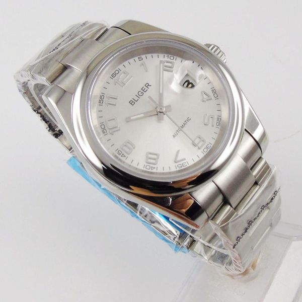 wristwatches 36mm bliger brand white dial sapphire glass polished case automatic movement men's watch bracelet luminous hands, Slivery;brown
wristwatches 36mm bliger brand white dial sapphire glass polished case automatic movement men's watch bracelet luminous hands, Slivery;brown