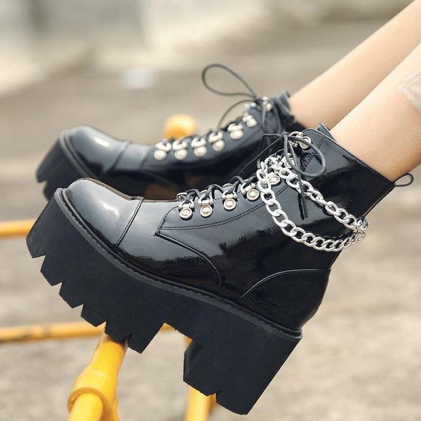 boots autumn ankle patent leather gothic black women heel chain chunky platform female punk style zipper
boots autumn ankle patent leather gothic black women heel chain chunky platform female punk style zipper
