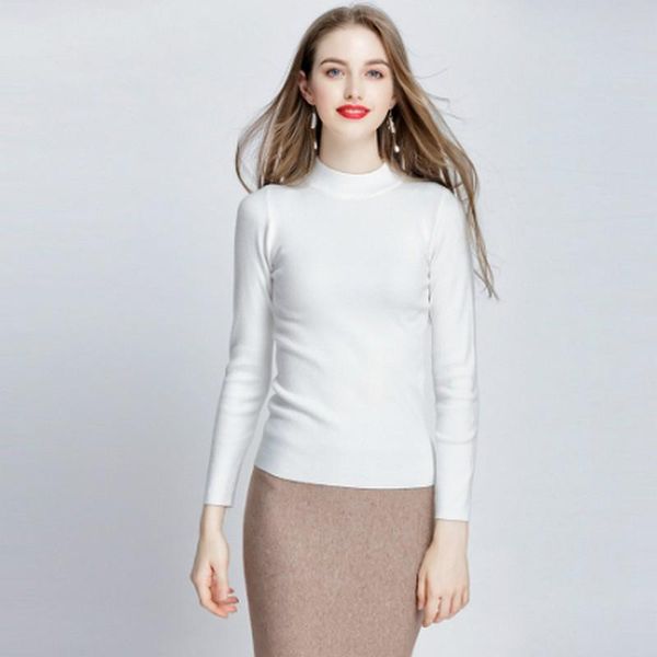 women's sweaters women slim knitted sweater autumn winter long sleeve pullover loose fashion female half high collar jumper, White;black
women's sweaters women slim knitted sweater autumn winter long sleeve pullover loose fashion female half high collar jumper, White;black