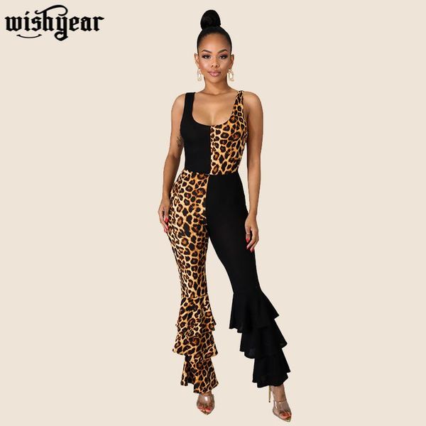 women's jumpsuits & rompers leopard print patchwork black jumpsuit ruffles flare pants spaghetti strap romper night club wear backless, Black;white
women's jumpsuits & rompers leopard print patchwork black jumpsuit ruffles flare pants spaghetti strap romper night club wear backless, Black;white