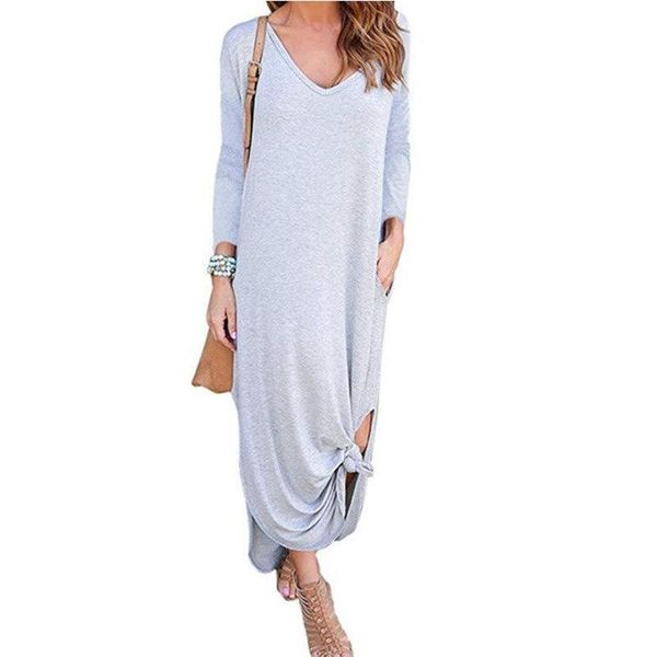 casual dresses women clothing simple style solid v-neck loose boho slit long sleeve beach maxi dress, Black;gray
casual dresses women clothing simple style solid v-neck loose boho slit long sleeve beach maxi dress, Black;gray