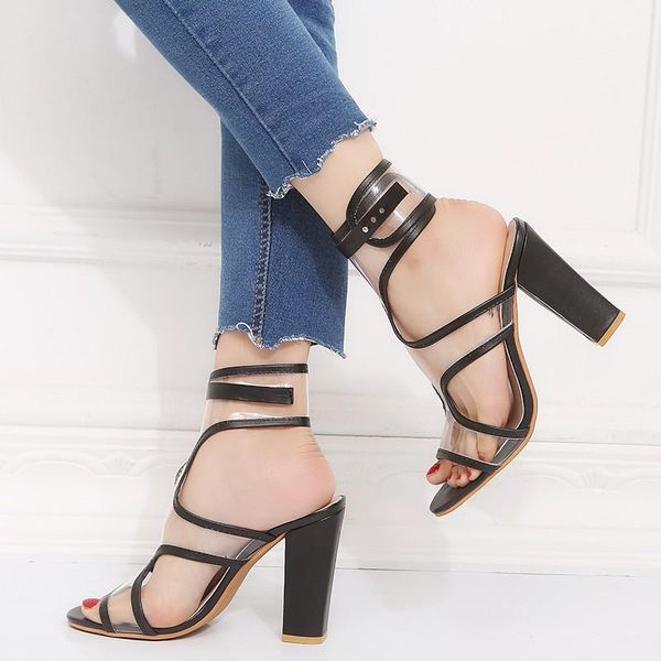 pvc jelly sandals crystal leopard open toed high heels women transparent heel slippers discount pumps 8cm, Black
pvc jelly sandals crystal leopard open toed high heels women transparent heel slippers discount pumps 8cm, Black
