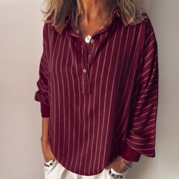 women's blouses & shirts women clothes t shirt feminina loose casual womens and striped button lapel long sleeve blouser, White
women's blouses & shirts women clothes t shirt feminina loose casual womens and striped button lapel long sleeve blouser, White