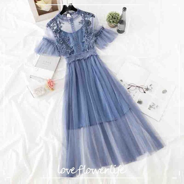 lotus leaf collar short sleeve party dresses summer sweet mesh patchwork lace dress two pieces women long dress vestidos 210521, Black;gray
lotus leaf collar short sleeve party dresses summer sweet mesh patchwork lace dress two pieces women long dress vestidos 210521, Black;gray