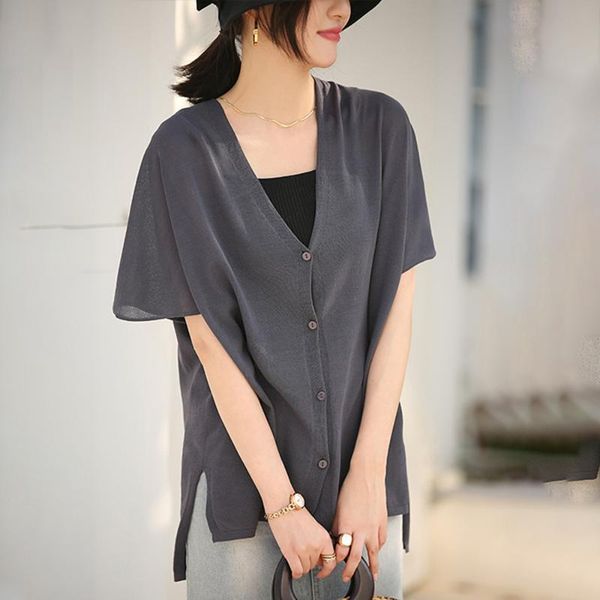 women's knits & tees sweater t-shirt women single button ladies fashion cardigan short-sleeves wearing medium and long loose knitwear t, White
women's knits & tees sweater t-shirt women single button ladies fashion cardigan short-sleeves wearing medium and long loose knitwear t, White