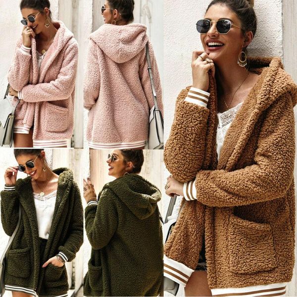 women's jackets fashion casual pocket womens lady winter teddy bear fleece fur fluffy zip coat hooded jumper outwear, Black;brown
women's jackets fashion casual pocket womens lady winter teddy bear fleece fur fluffy zip coat hooded jumper outwear, Black;brown